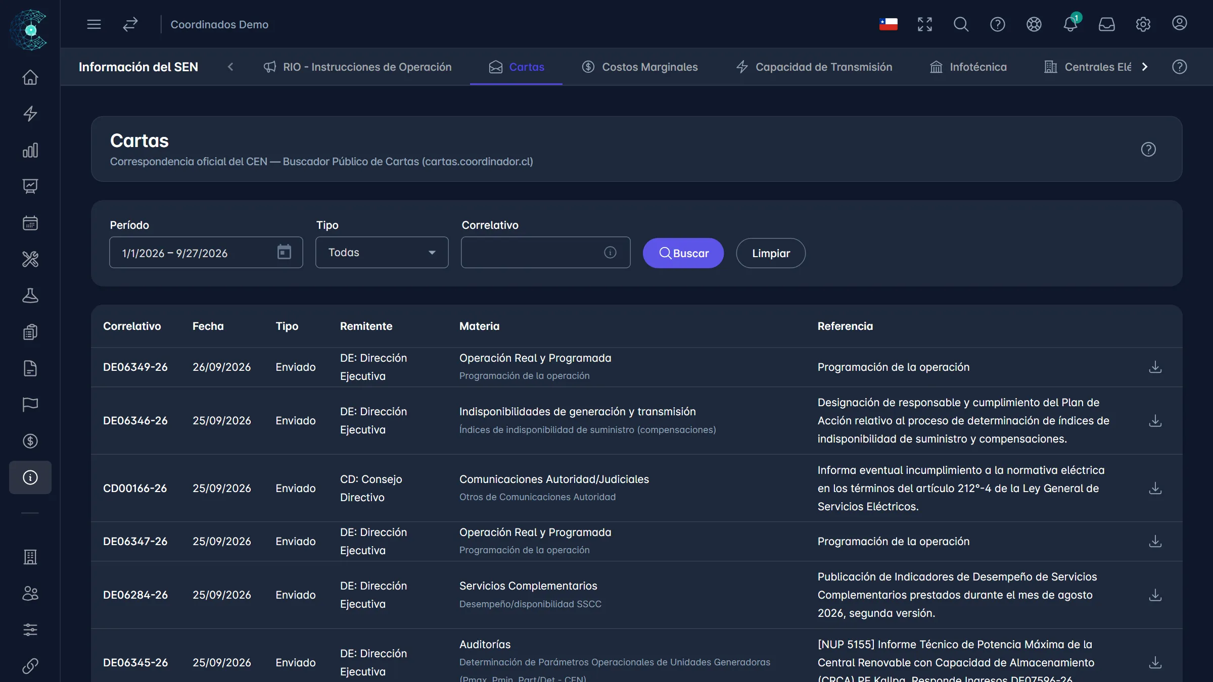 Información del SEN: La correspondencia del Coordinador, sin salir del portal
