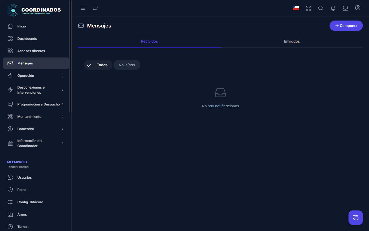 Mensajería interna del portal